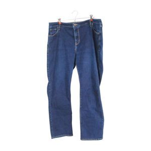 Levi's Blue 724 High Rise Straight Jeans 20W Plus Size Zip Cotton Blend Solid